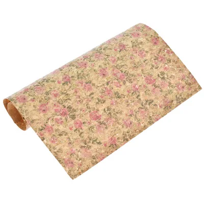 1 ярд винтажный цветочный Печатный Мягкий пробковый материал для DIY стеганая Шапочка-парик из косичек для сумочки аксессуары для одежды - Цвет: Rose Pink