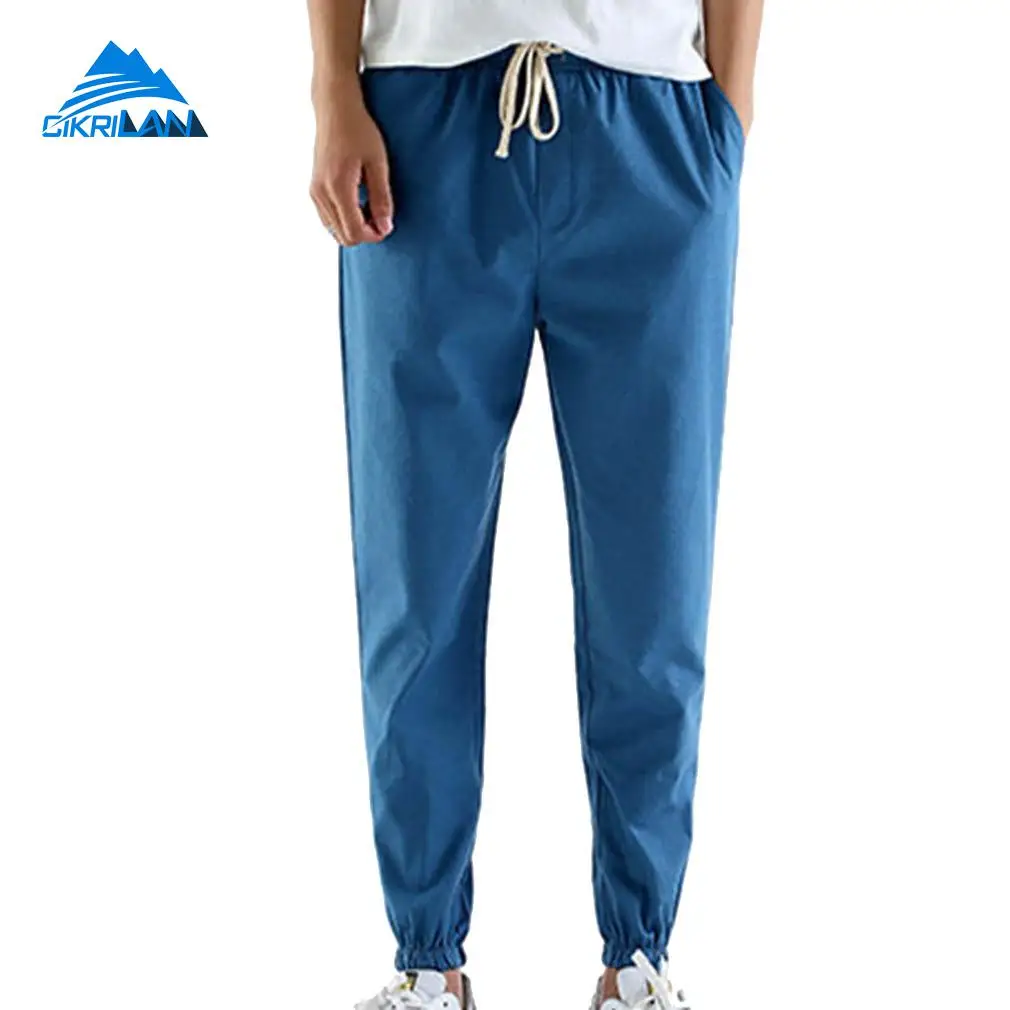Man Breathable Linen Loose Fit Climbing Hiking Outdoor Pants Men