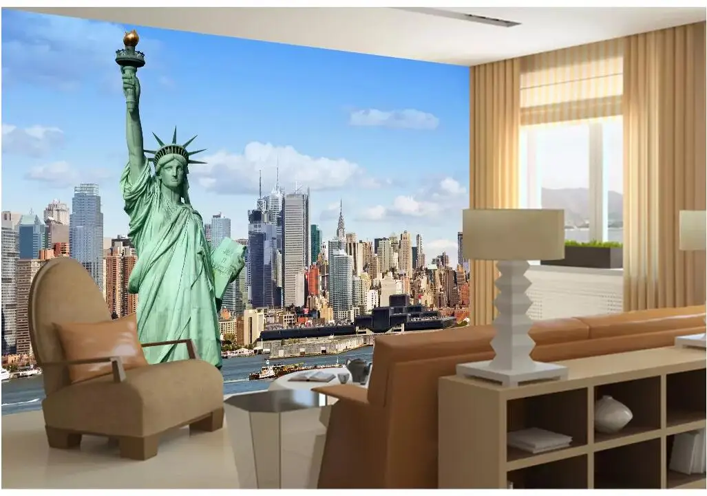 На заказ 3d настенные фрески фото фон New York City Liberty статуя настенная бумага для гостиной Нетканая настенная бумага современный декор