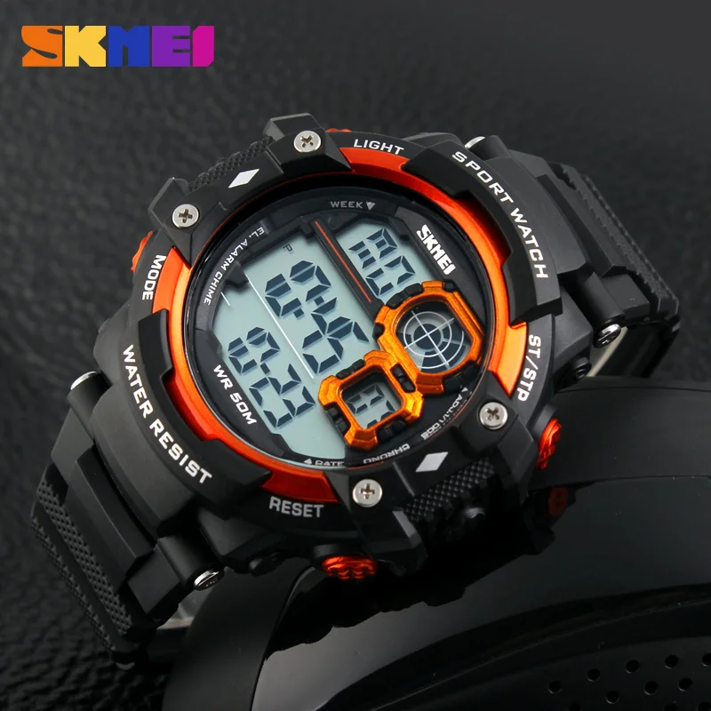 SKMEI спортивные брендовые Цифровые мужские часы 50 м водонепроницаемые Модные Повседневные студенческие наружные наручные часы светодиодный военные часы 1118