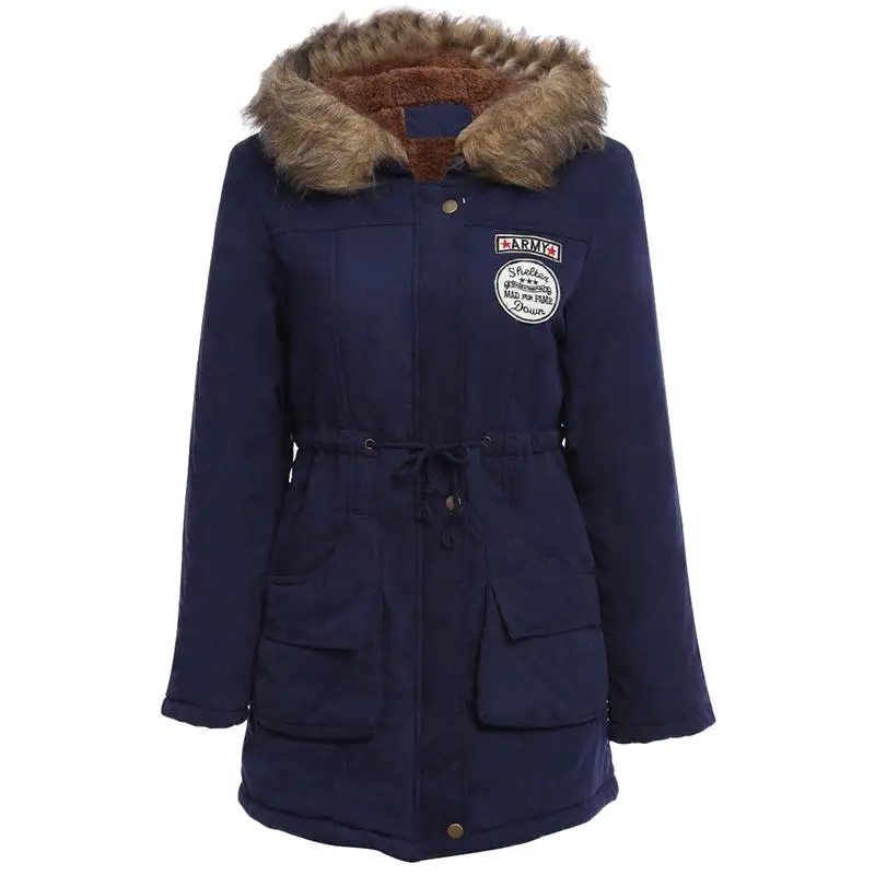 FTLZZ, новинка, зимние пальто для женщин, хлопковая стеганая тонкая куртка, теплые парки, стеганое пальто, пончо, Jaqueta Casacos Feminina - Цвет: navy blue