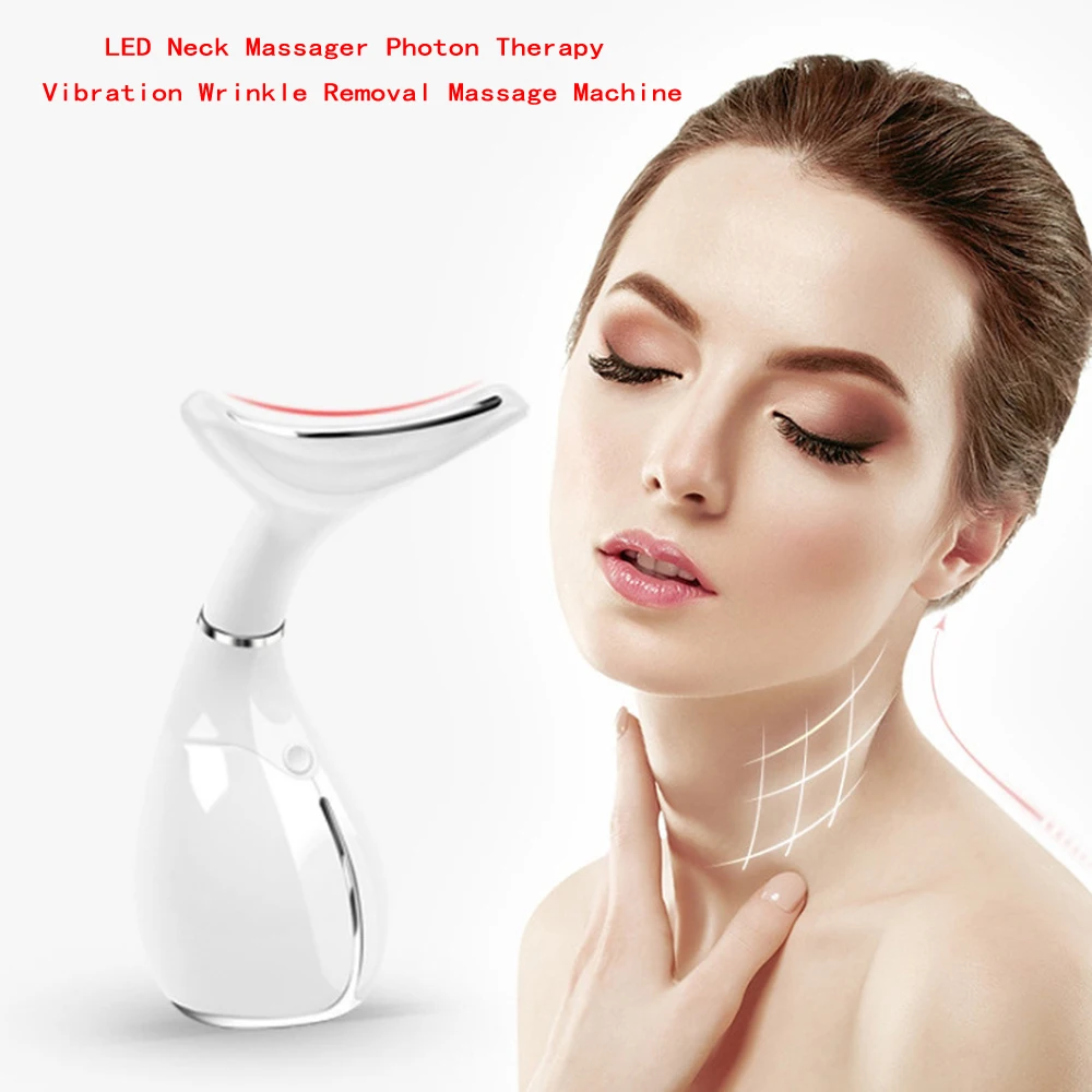 LED Neck Massager Photon Therapy Vibration Wrinkle Removal Massage