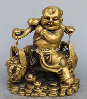 

10"Chinese Bronze Gilt Wealth Yuanbao Fengshui Pixiu Dragon Beast Calabash Pair
