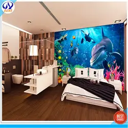 3D мультфильм подводный мир большой бесшовные стены фрески обои гостиной диван детская комната фон обои
