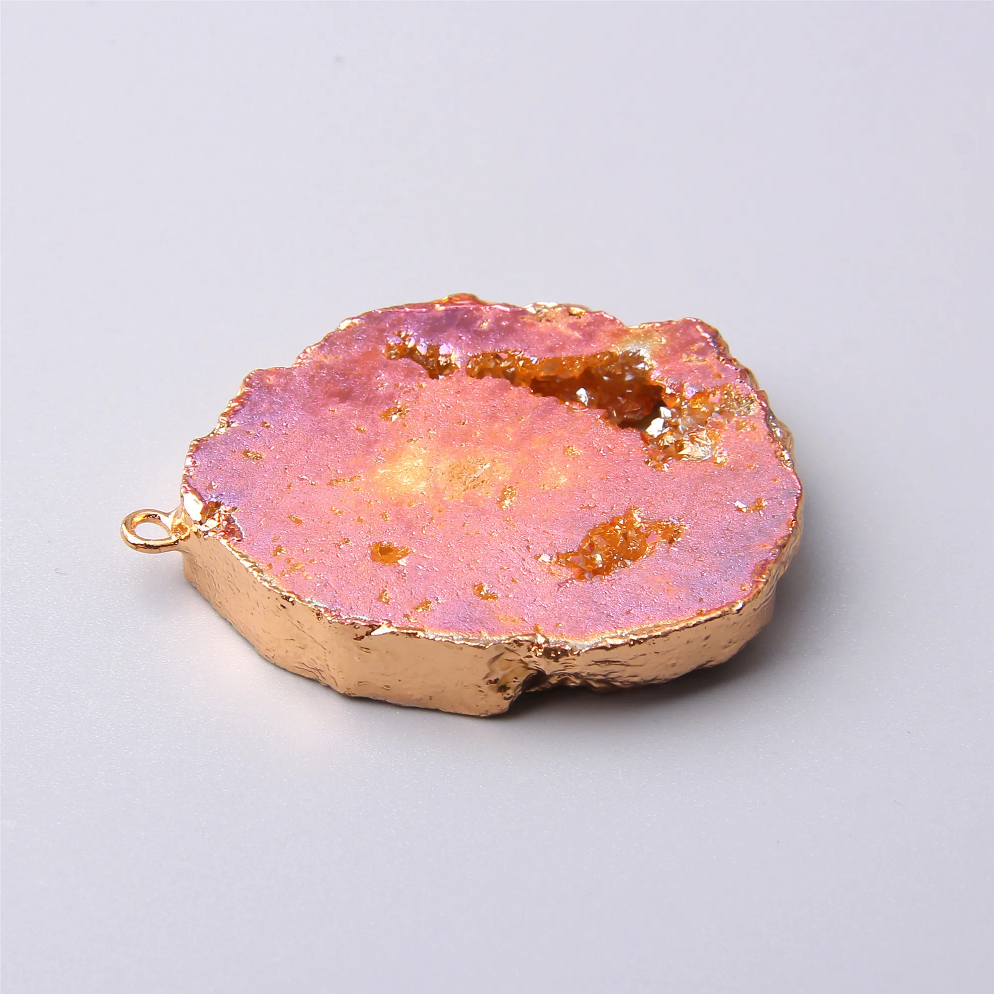Натуральный розовый кварц ожерелье кулон розовый камень кулон agates Druzy Подвески драгоценные камни ручной работы ювелирные изделия камень маятниковая подвеска ожерелье оптом