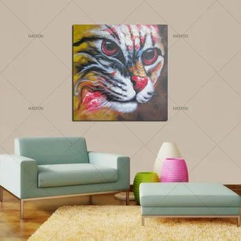 

NEW !!Modern Abstract delicate Animal Oil Painting Cat On Canvas Handmade Canvas Wall Art Artwork Cat for Room Wall Decoration