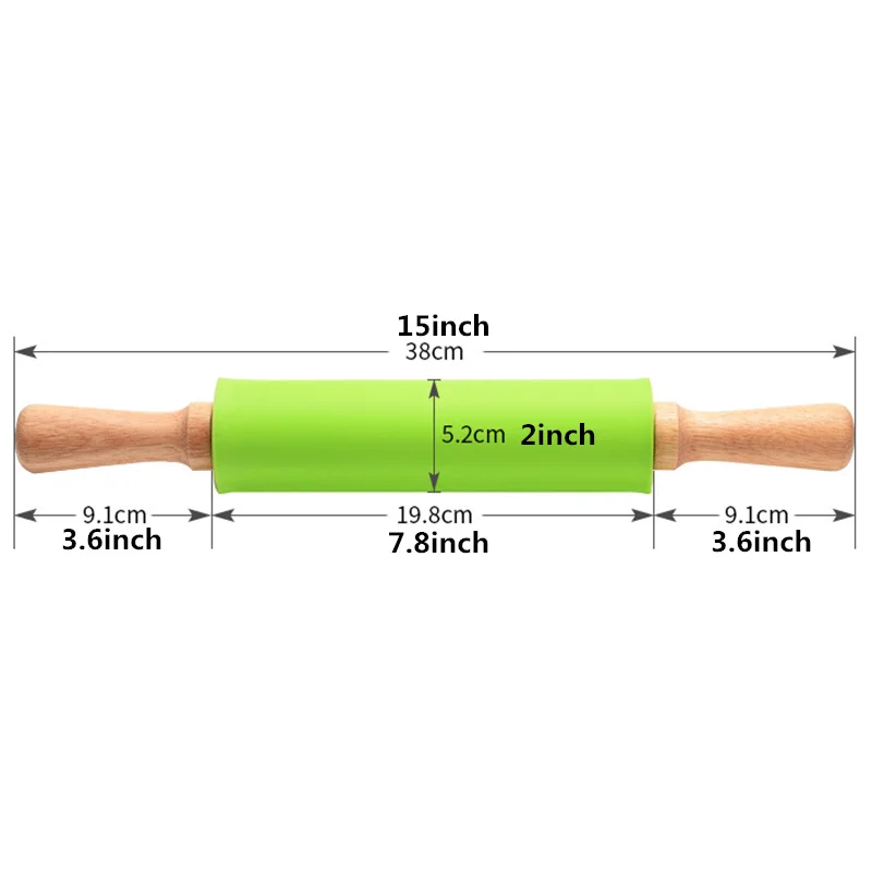 38 см Силиконовая антипригарная Скалка деревянная ручка длинный валик для теста