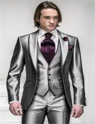 Пользовательские Slim Fit Жених Смокинги Черный Пик Нагрудные Человек для Groomsmen платье Мужчины Свадебные Костюмы Пром/Жених (Куртка + брюки +
