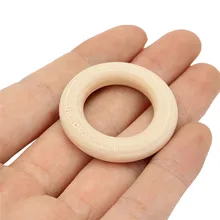 10Pcs Nature Wooden Ring Teether Baby Toy Organic Infant Teething Toy Accessories 34mm Natural Beads Garment DIY Accessories