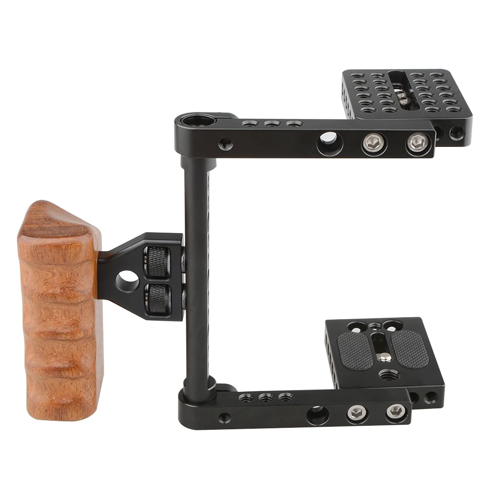 CAMVATE_ DSLR Video Camera Cage_ Stabilizer Rig _with_ Wooden Handle(right) (3)
