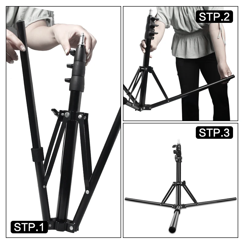 카메라 삼각대 스탠드 최대 6kg 수납 50CM, 사진 조명, 반사판, 소프트박스, 우산, 배경용, 184CM