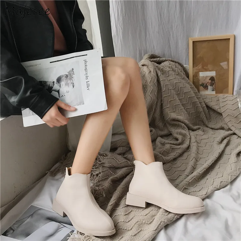 

Boots Women 2019 Martin Korean Style Zip Retro All-match Square Heel Shoes Womens Trendy Simple Non-slip Elegant Classic Daily