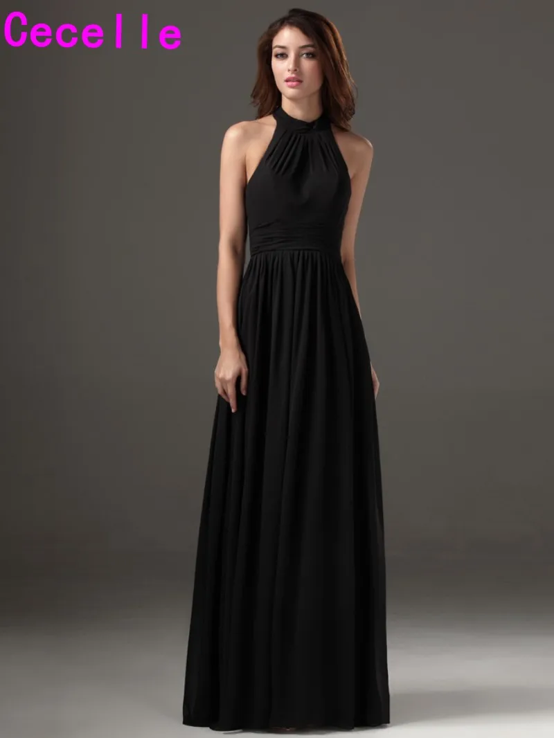 long black halter dress