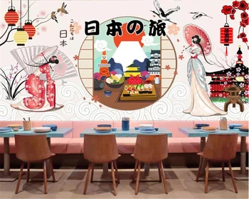

beibehang mural Customized Japanese Beauty Photo Wallpaper Background Wall of Japanese Sushi Store wallpaper for walls in rolls
