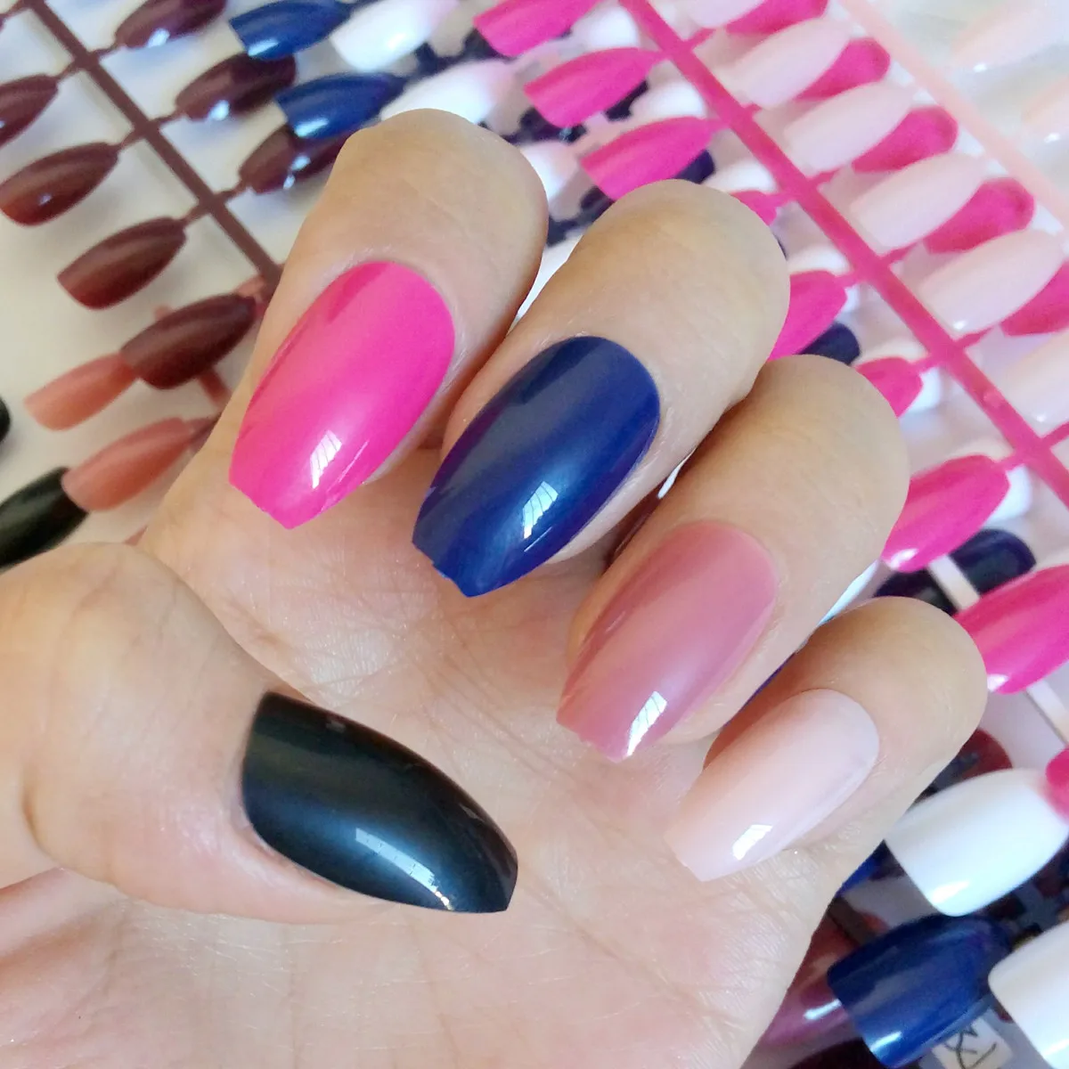 Aliexpress Com Buy Flat Top Fake Nails Colors Coffin Nail Acrylic Aliexpress Com Buy Flat Top Fake Nails Colors Coffin Nail Acrylic
