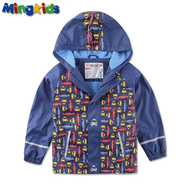 Дождевик резиновая куртка на флисовой подкладкой для мальчика весна осень|jacket