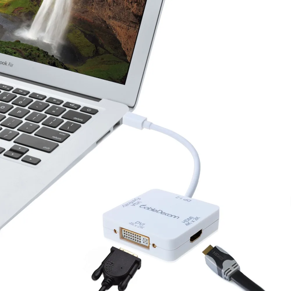 Док станция Thunderbolt 2 mini display port для vga hdmi 4K dvi 3 в 1 многопортовый адаптер кабель