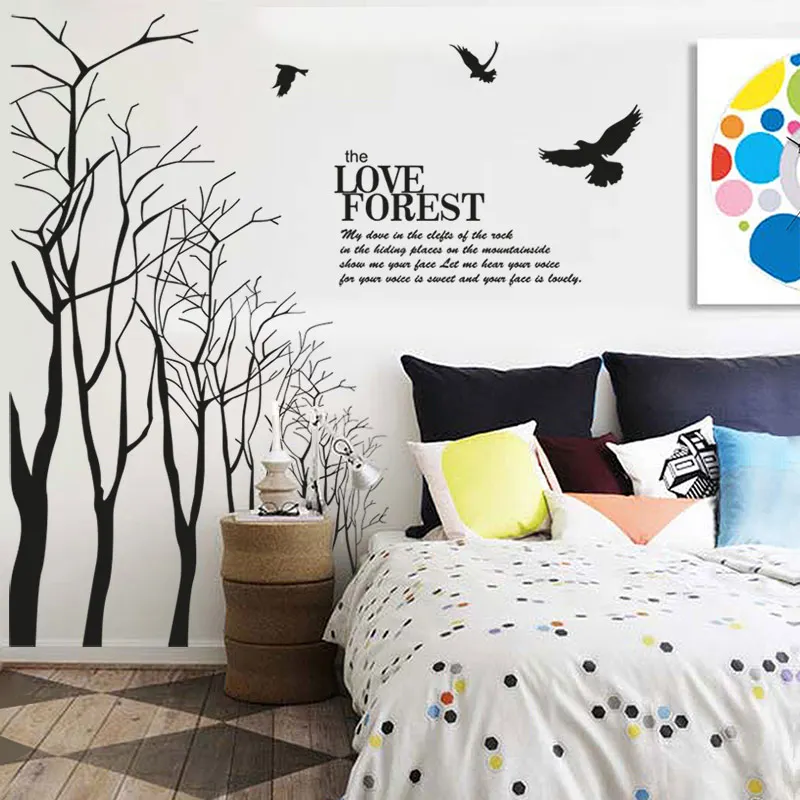 landscape Large birds tree forest wall stickers,froest wall decal home