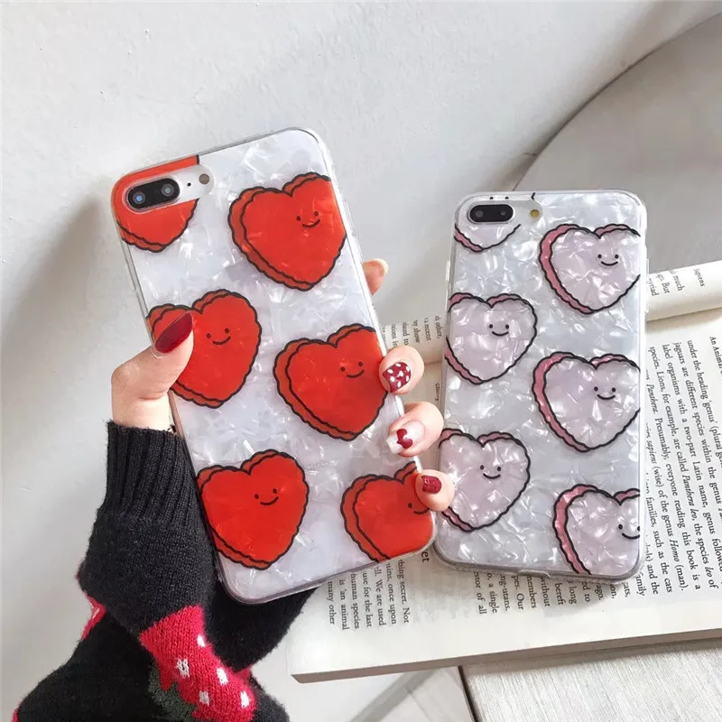 

Conch Shell Coque for Iphone 8 Plus Case Soft Love Heart Back Cover for Iphone 6 6S 7 Plus X Xr Xs Max Case for Iphone 7Plus
