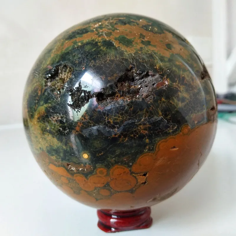 3pcs Decorative ball natural stone ocean jasper crystal ball home decoration feng shui energy healing ball