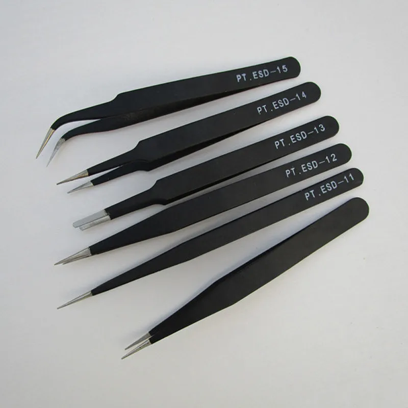 1 Set Stainless steel Tweezers Professional Coated Precision Tweezers