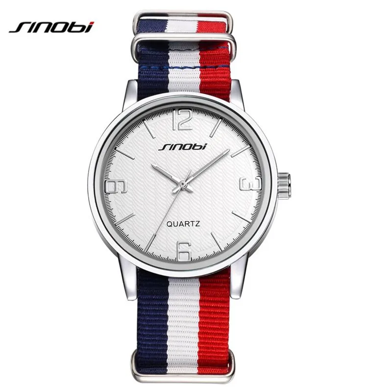 

SINOBI High Quality Quartz Dress Watches Women Men Casual Wristwatch Nylon Strap Luxury Brand Hour Unisex Sports Watches AB2151