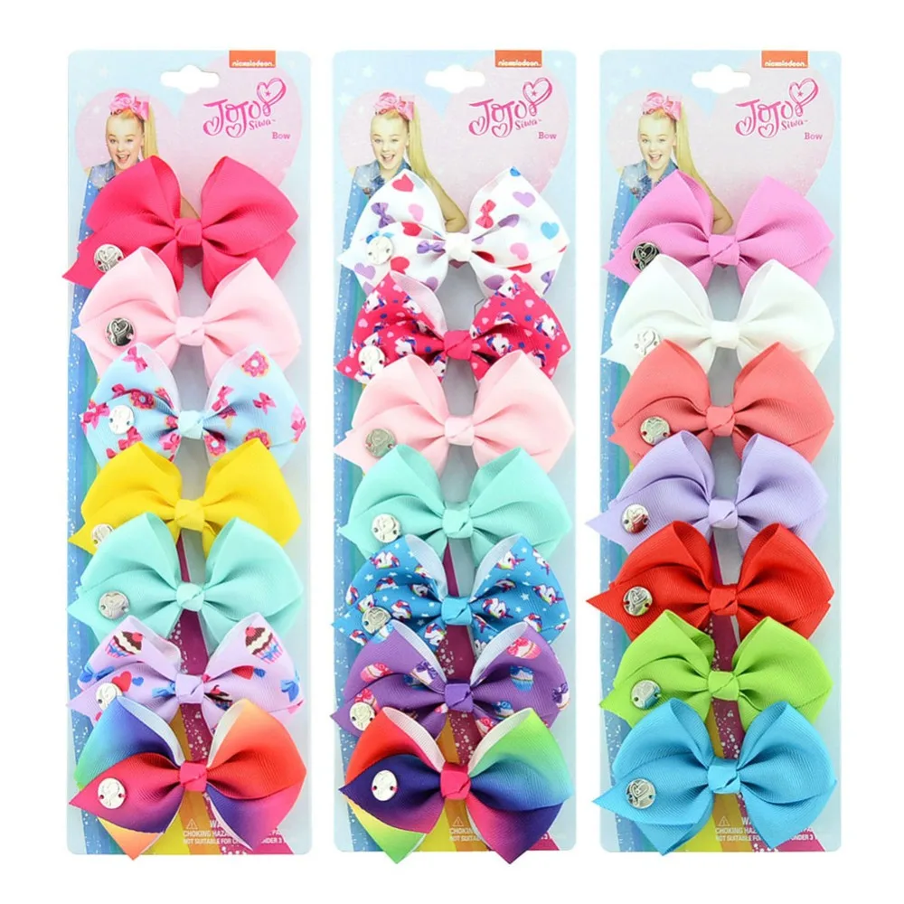 

1 set 3.5"/5" JoJo Clip Colorful Solid Print Christmas Bows With Alligator Clips For Kids Girls Hair Accessories Hairpins 878