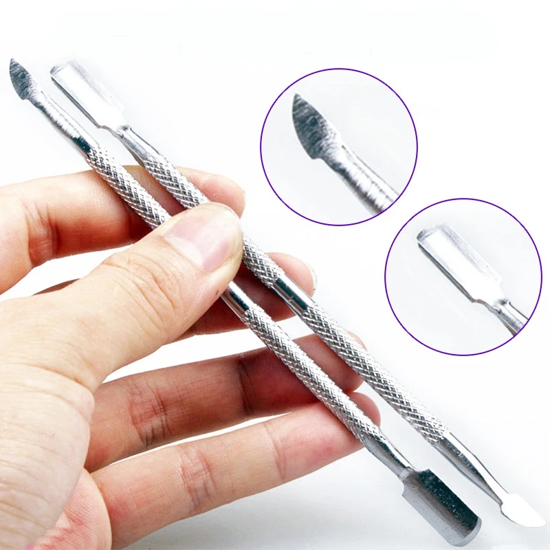 

2PCS Stainless Steel Nail Tools Cuticle Nail Pusher Cleaner Spoon Remover Manicure Pedicure Care Nail Art Equipment