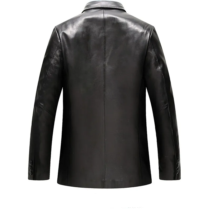 Мужская куртка из натуральной кожи для мужчин, модный черный блейзер, мужской пиджак из овчины размера плюс 4XL