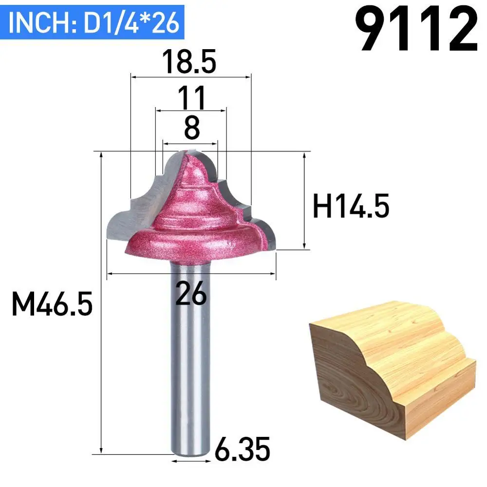 HUHAO 1 шт. резьба по дереву резак двойная фреза для отделки кромки биты для дерева промышленного класса Деревообработка Гравировка фаска Обрезка бит - Длина режущей кромки: 9112