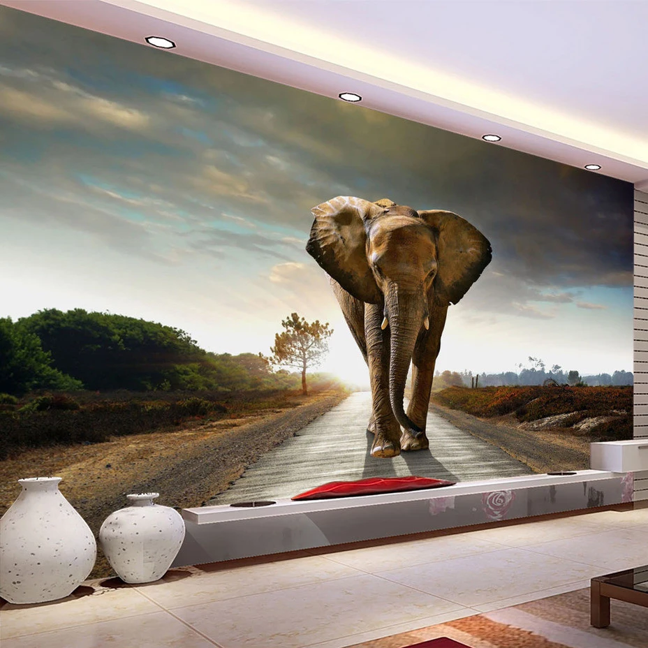 

Custom Size Elephant Photographic Background 3D Photo Mural Wallpaper Living Room Bedroom Printed Wallpaper Murales De Pared 3D