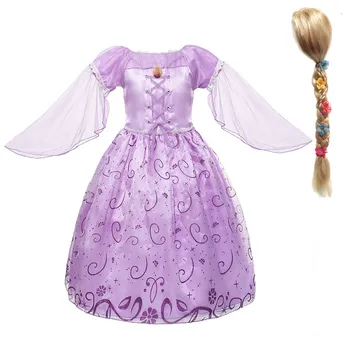 

Baby Girls Rapunzel Dress For Girl Tangled Princess Role Playing Sets Children Cosplay Party Costumes Kids Purple Retro Frock