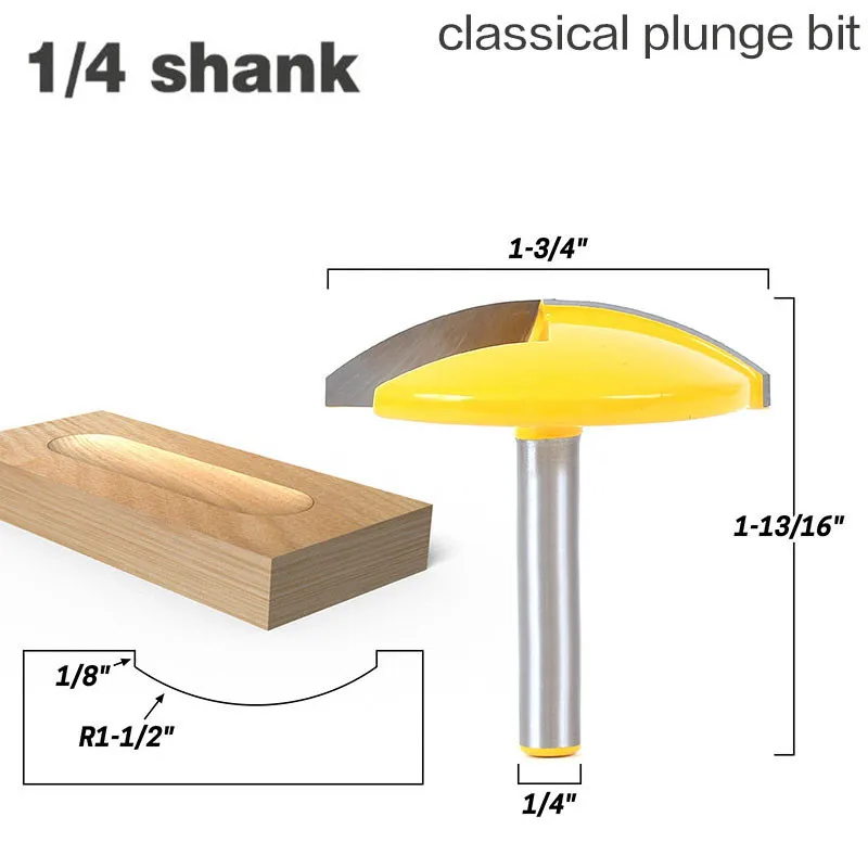 

1pc 6.35mm 1/4" Shank Classical Small Bowl Plunge Wood Router Bit Tungsten Carbide 1.65" Radius - 1-3/4" Wide Woodworking Tools