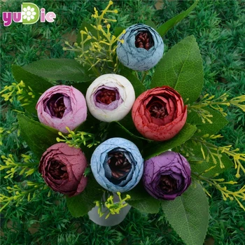 

50pcs Spring Silk Mini Small Tea Bud Artificial Flower For Wedding Home Decoration Camellia Mariage Flores Satmen Flowers Plants