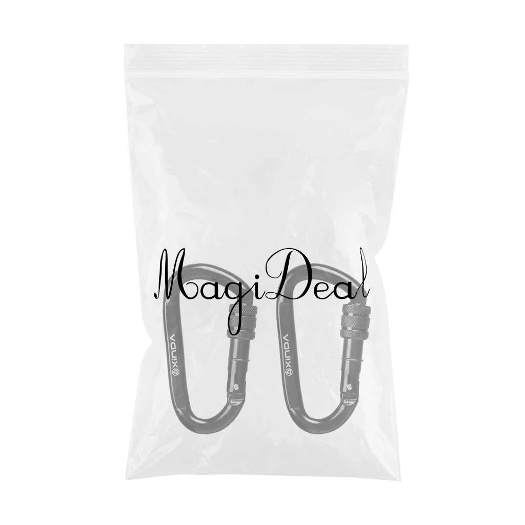 2 Pieces D Shaped Strong Durable 30KN Carbon Steel Screw Locking Carabiner Outdoor Climbing CE Approved Screw Locking Carabiner