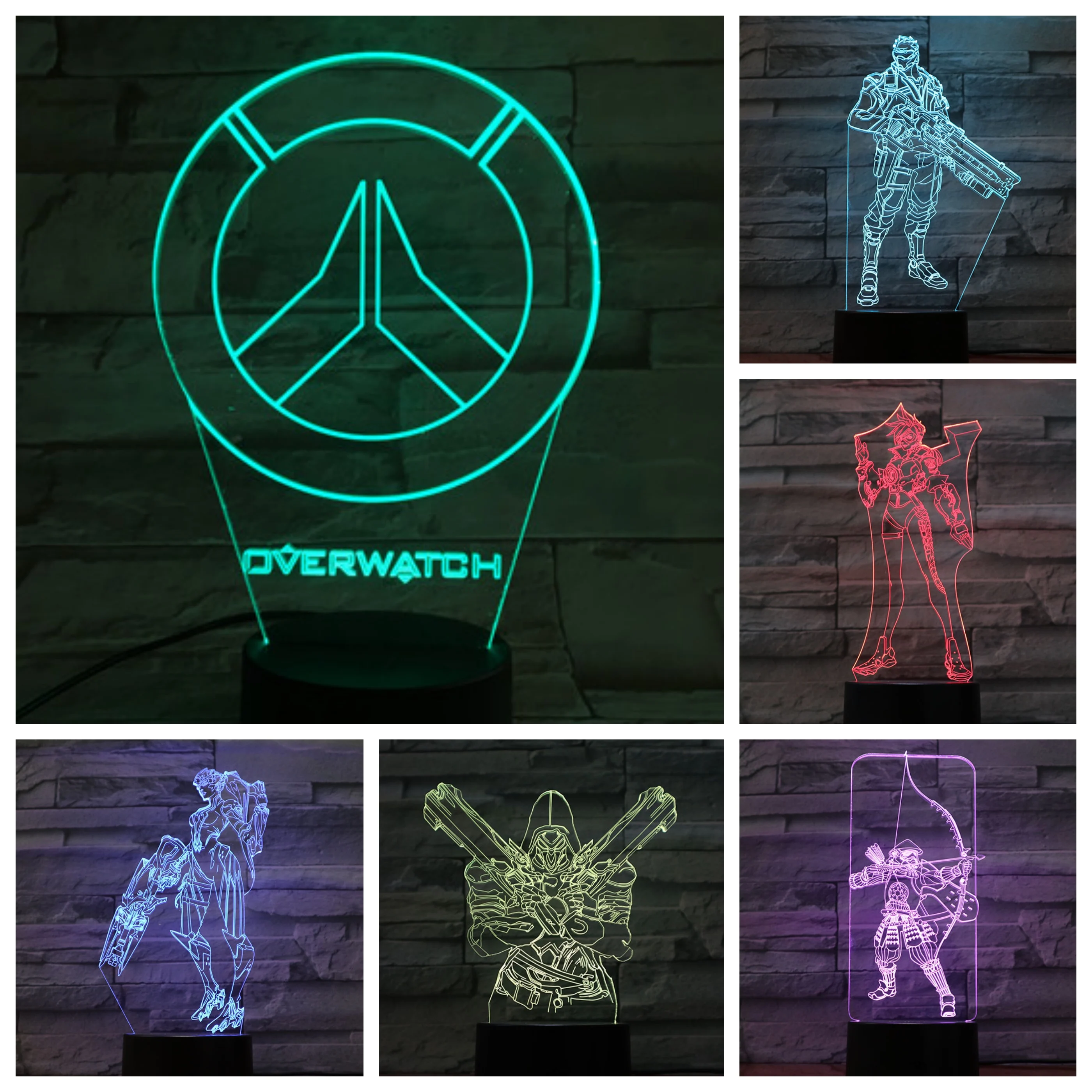 

Game Overwatch 3D Lamp Table Bedroom Decorative Lamp USB Touch Sensor 7 Color Changing Dropshipping LED Night Light Deco Maison