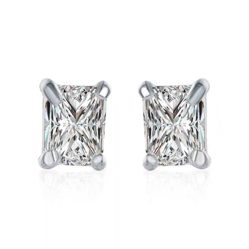 Free shipping silver plated jewelry earring fine rectangle white