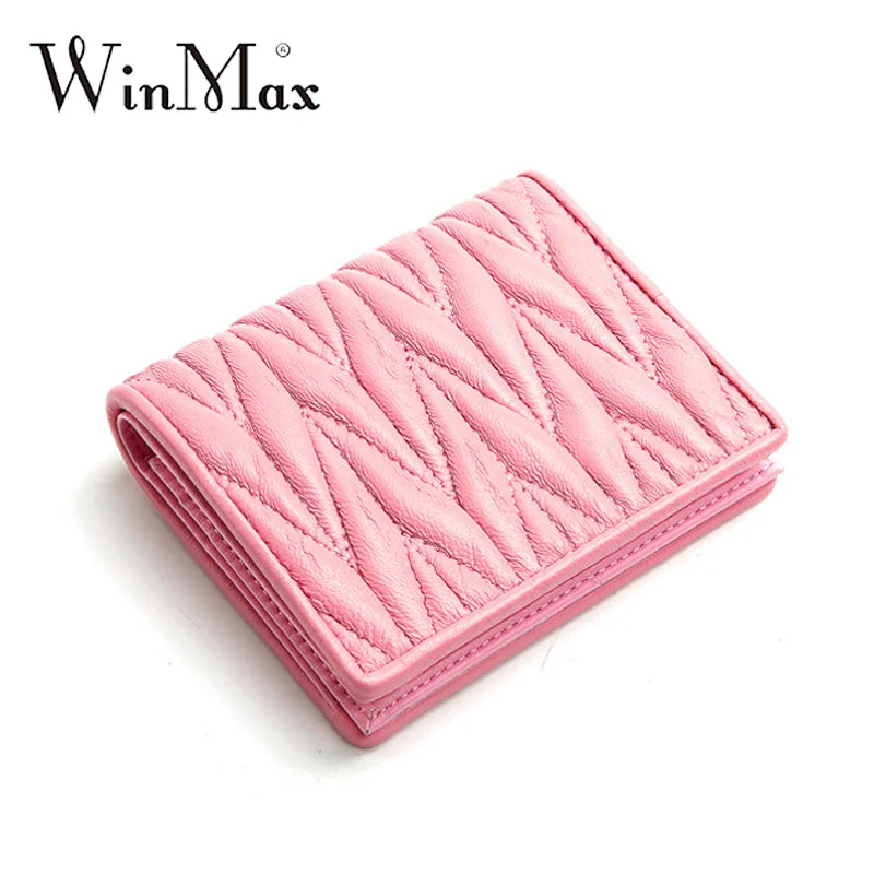 

Winmax Famous design Women Short Wallet soft Real Sheepskin Leather Fashion ladies Coin Purse Wallet girls leather Card Holder