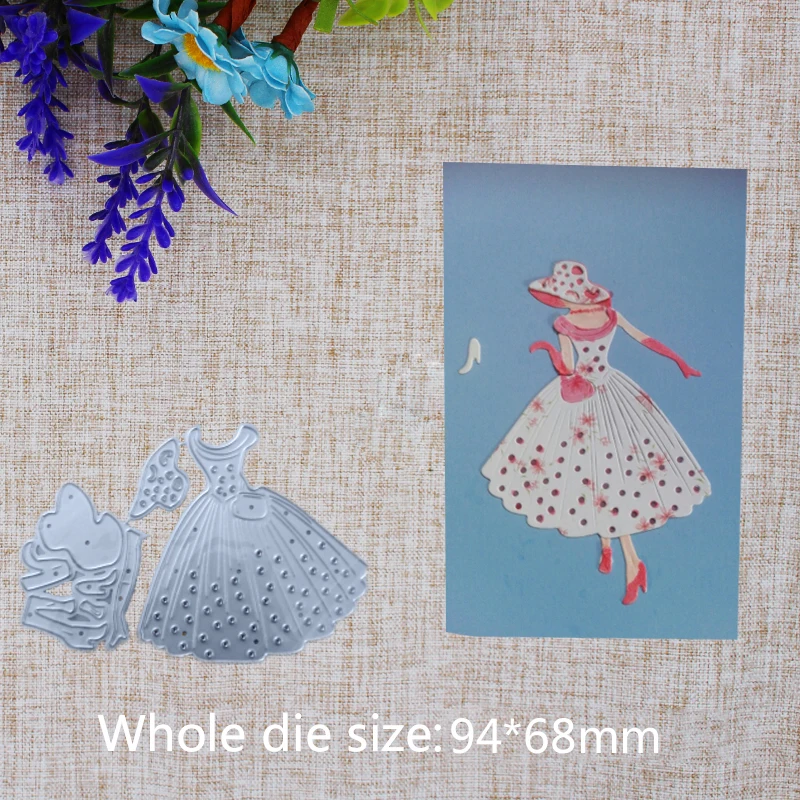 

New Arrival Beautiful Woman Dress Metal Steel Cutting Dies Stencil DIY Scrapbook Decorative Embossing Paper Card Craft 94x68mm