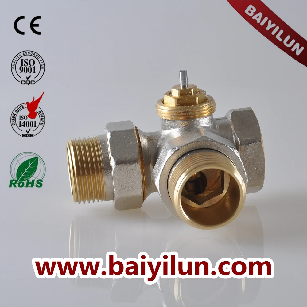 Brass nickle plated hydraulic 3 way radiator valve,automatic water ...