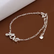 2016 Hot Sale Gift Anklet Silver Color silver plated fashion jewelry anklet for women jewelry/iTYWUNXDX