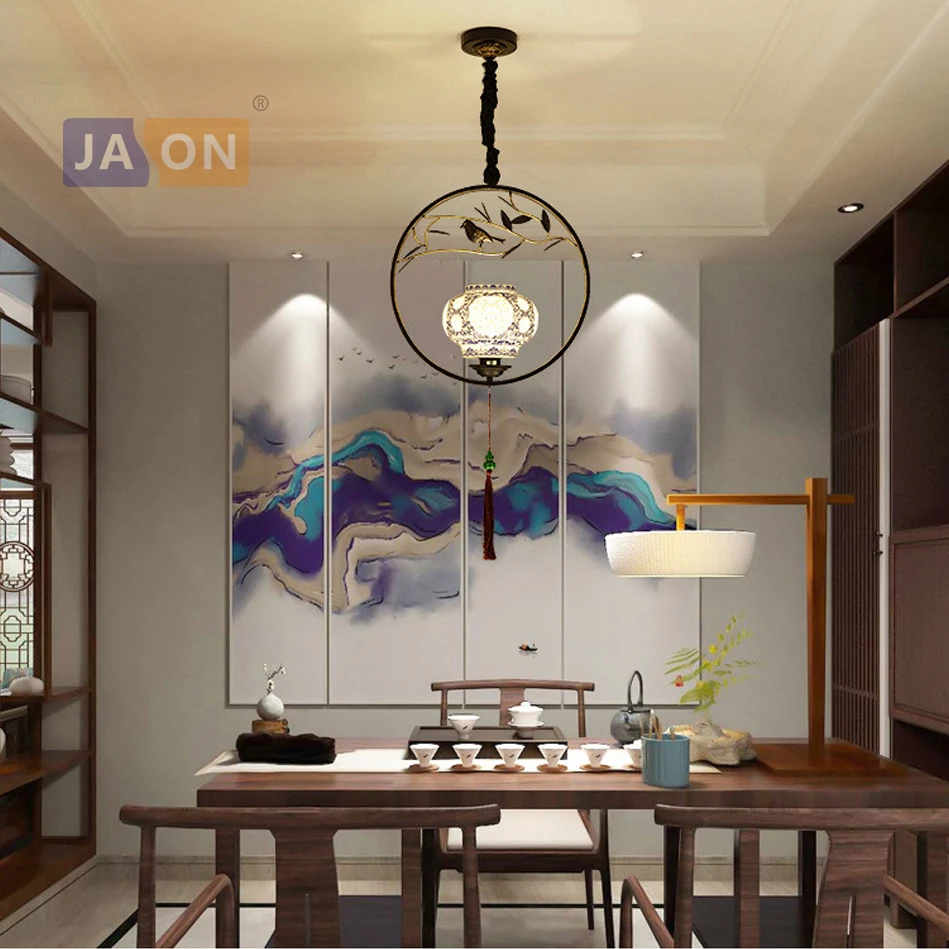 

led e27 Chinese Iron Ceramic Chandelier Lighting Lamparas De Techo Suspension Luminaire Lampen For Foyer Bedroom