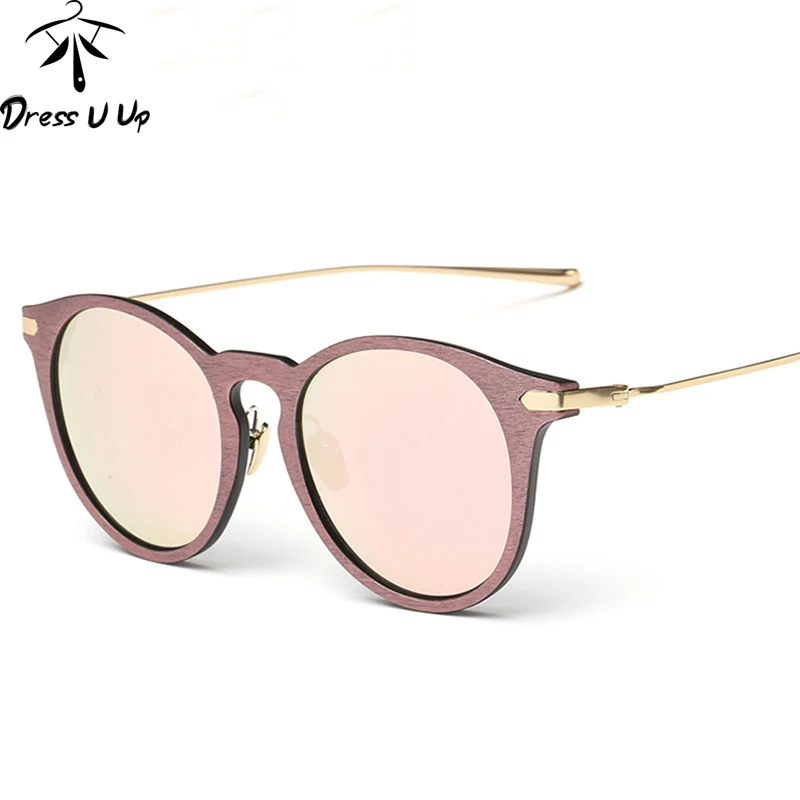 

DRESSUUP 2017 Retro Sunglasses Women Brand Designer Vintage Wood Grain Alloy Frame Sun Glasses Oculos De Sol Feminino Gafas