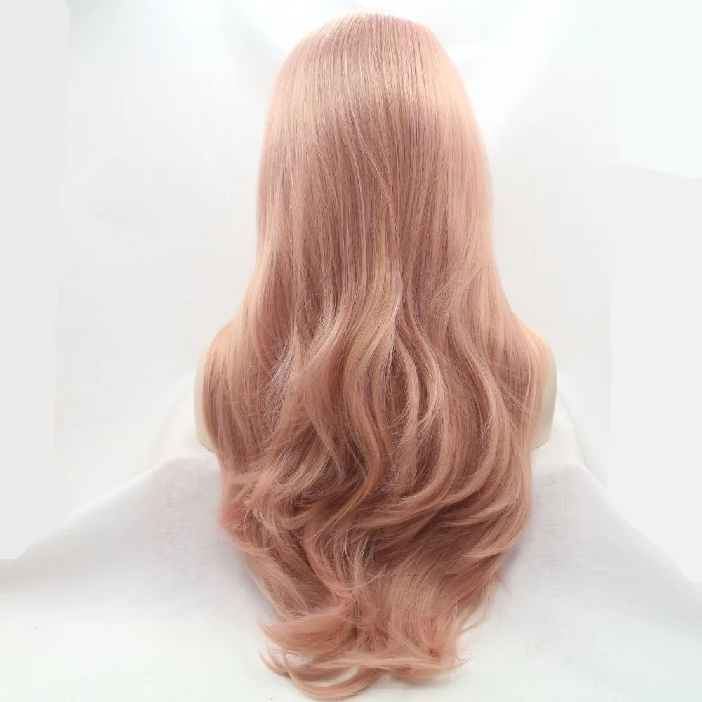  Fantasy Beauty Classic Pink Lace Front Wigs for Party Fashion Cute Baby Pink Long Wavy Hair Synthet