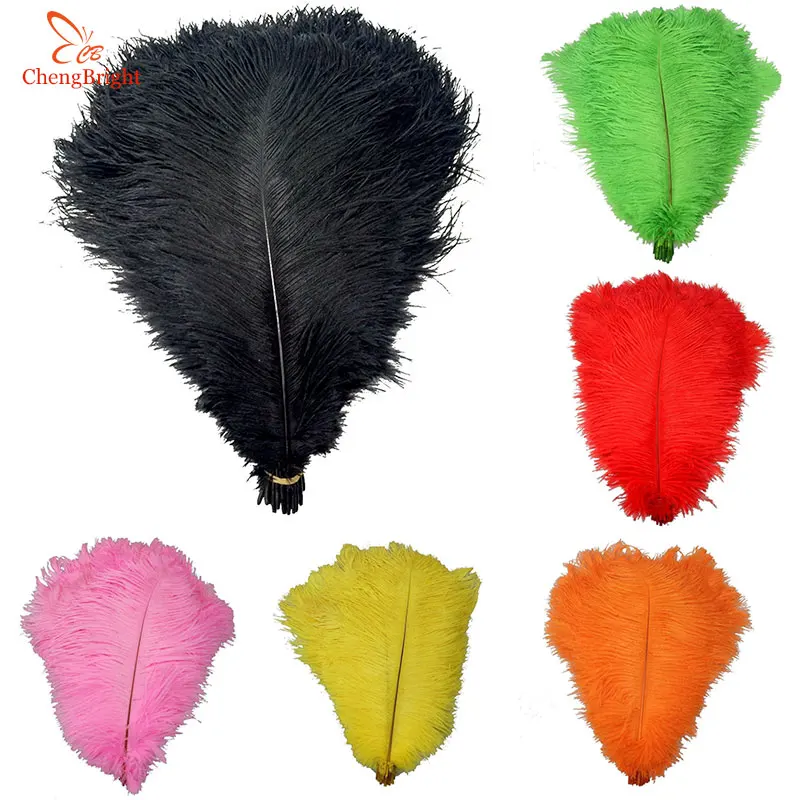 10 Pcs 45-50 cm/18-20 inch Black Wedding Ostrich Feathers Crafts Large DIY  Plume