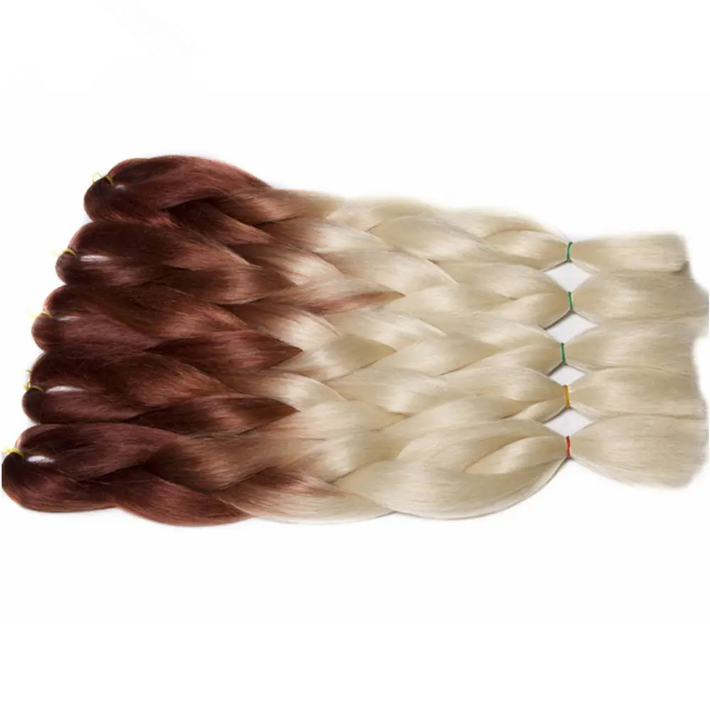 Feilimei Grey Braiding Hair Extension Синтетическое японское волокно Jumbo Braids 60cm 100g / pc Фиолетовый / Синий / Блондинка / Черный Вязание крючком Волосы - Цвет: #31