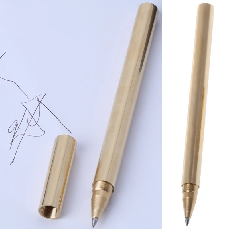 Высокое качество Золотой минимализм сверхтонкая шариковая ручка чистые канцелярские принадлежности из латуни