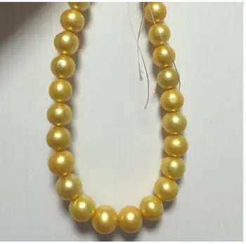 

GORGEOUS 11-12mm AAA luster south sea round gold pearl necklace 18inch14K Gold Clasp KKK