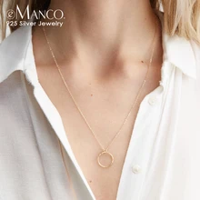 e-Manco Classic Pendant Necklace For Women Charming 925 Sterling Silver Statement Necklaces Fine Jewelry Friendship Gifts