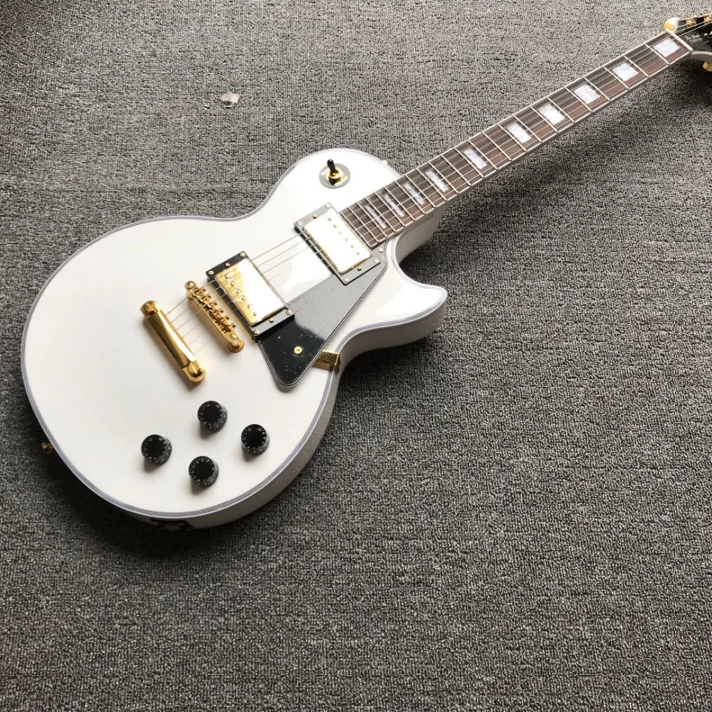 

The wholesales white color electric guitar with 6 strings and gold electric guitar pickups for performance